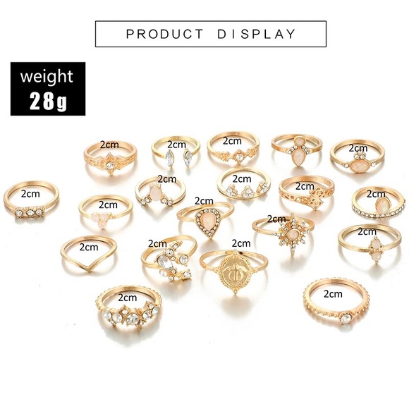 3/$25⚡️gold boho stackable drop moon star ring set - Picture 7 of 15